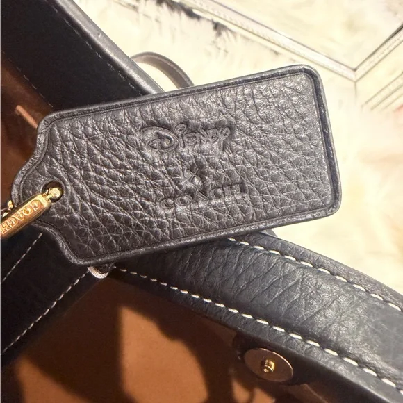 Coach x Disney Brown Signature Tote with Black Trim and Disney Patch Accents - Picture 7 of 12